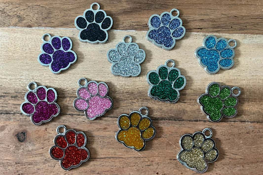 Glitter Paw Print Name Tag
