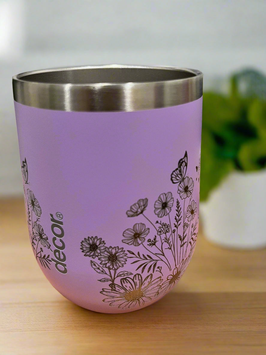 Custom Wrapped Spring Garden Engraved Insulated Coffee/ Wine Cup