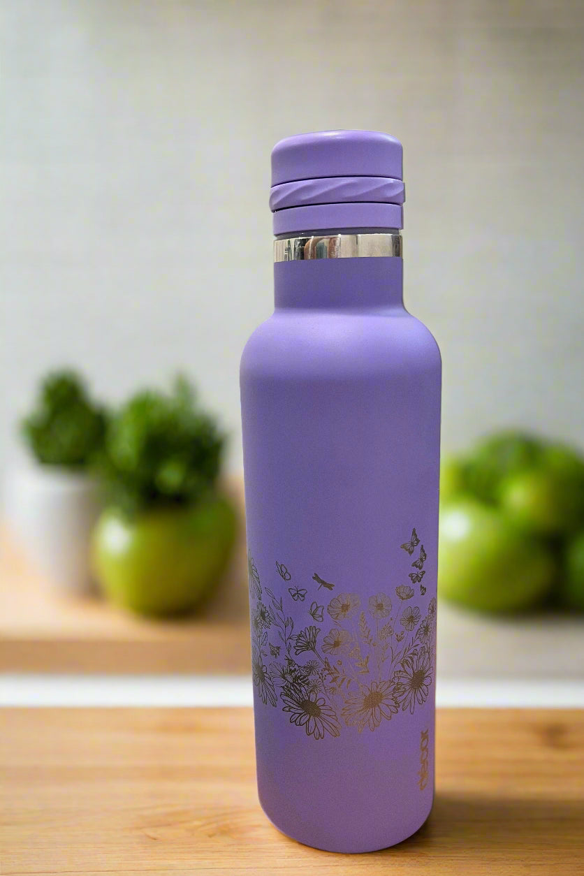 Laser engraved customised insulated water bottle