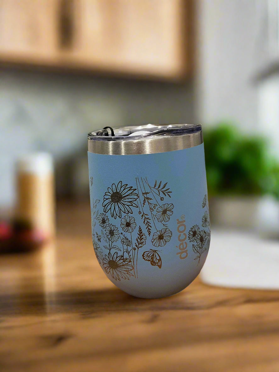 Custom Wrapped Spring Garden Engraved Insulated Coffee/ Wine Cup