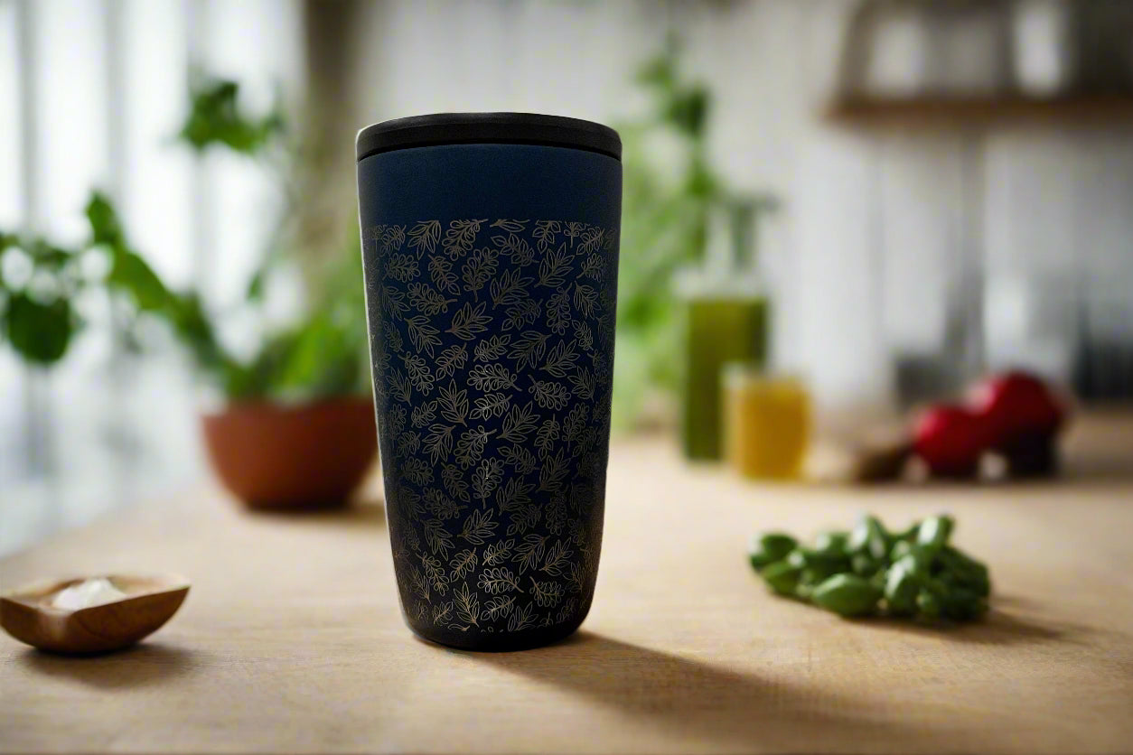 Laser engraved travel mug