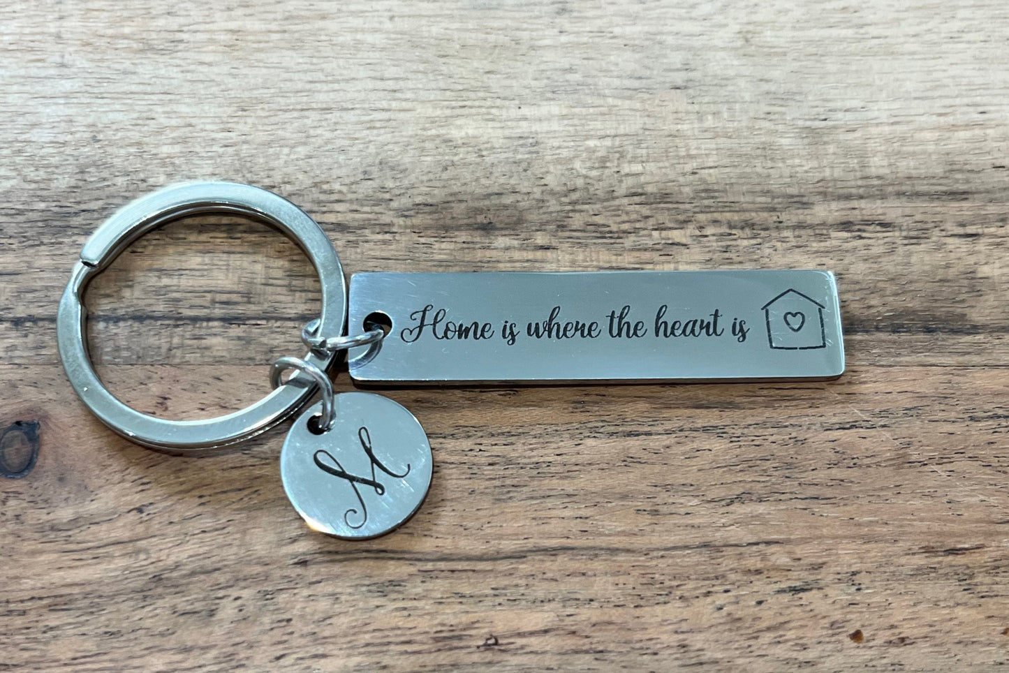 Personalised laser engraved stainless steel keyring