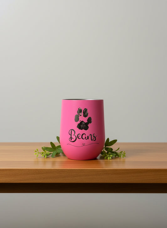 Engraved Paw print coffee and wine cup