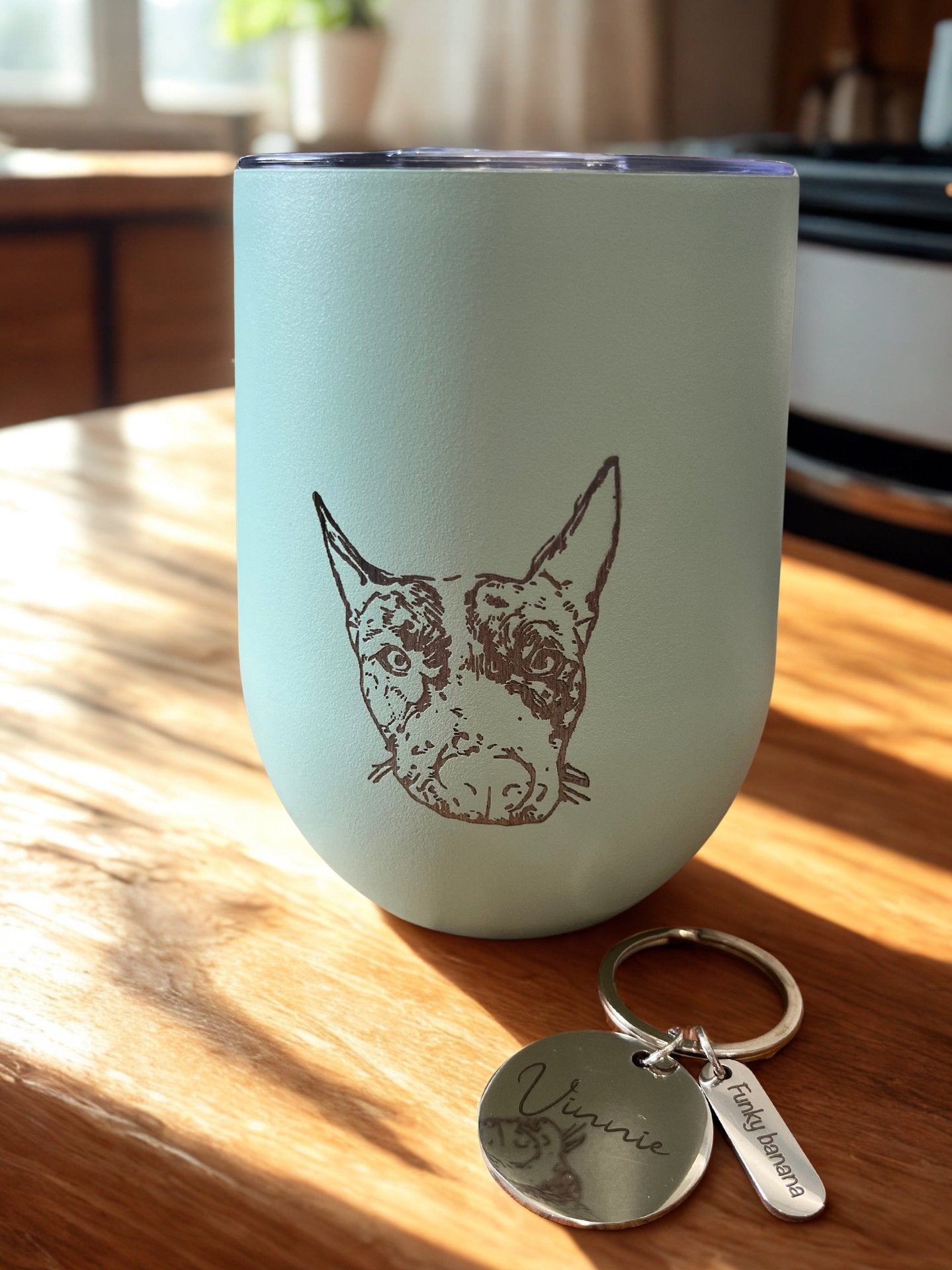 engraved pet portrait coffee cup