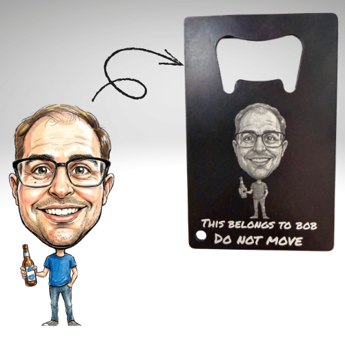 Personalised Photo Caricature Engraved Bottle Opener