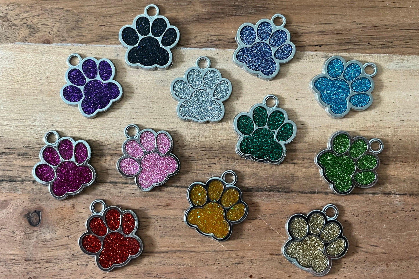 Glitter Paw Print Name Tag