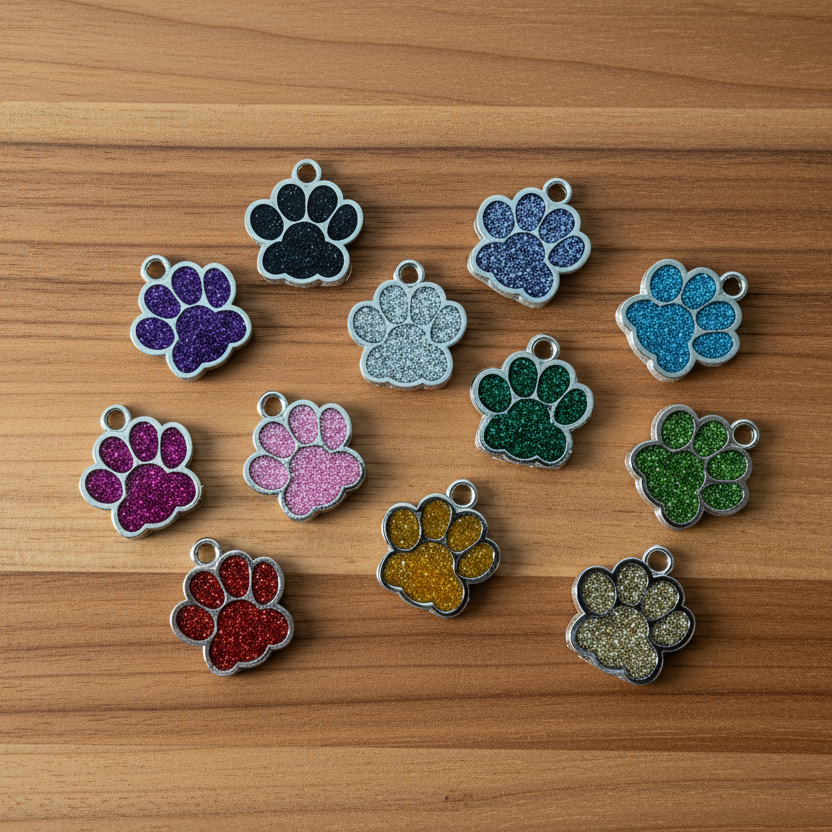 Glitter pawprint name tags