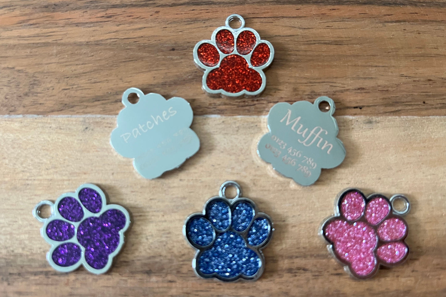 Glitter Paw Print Name Tag