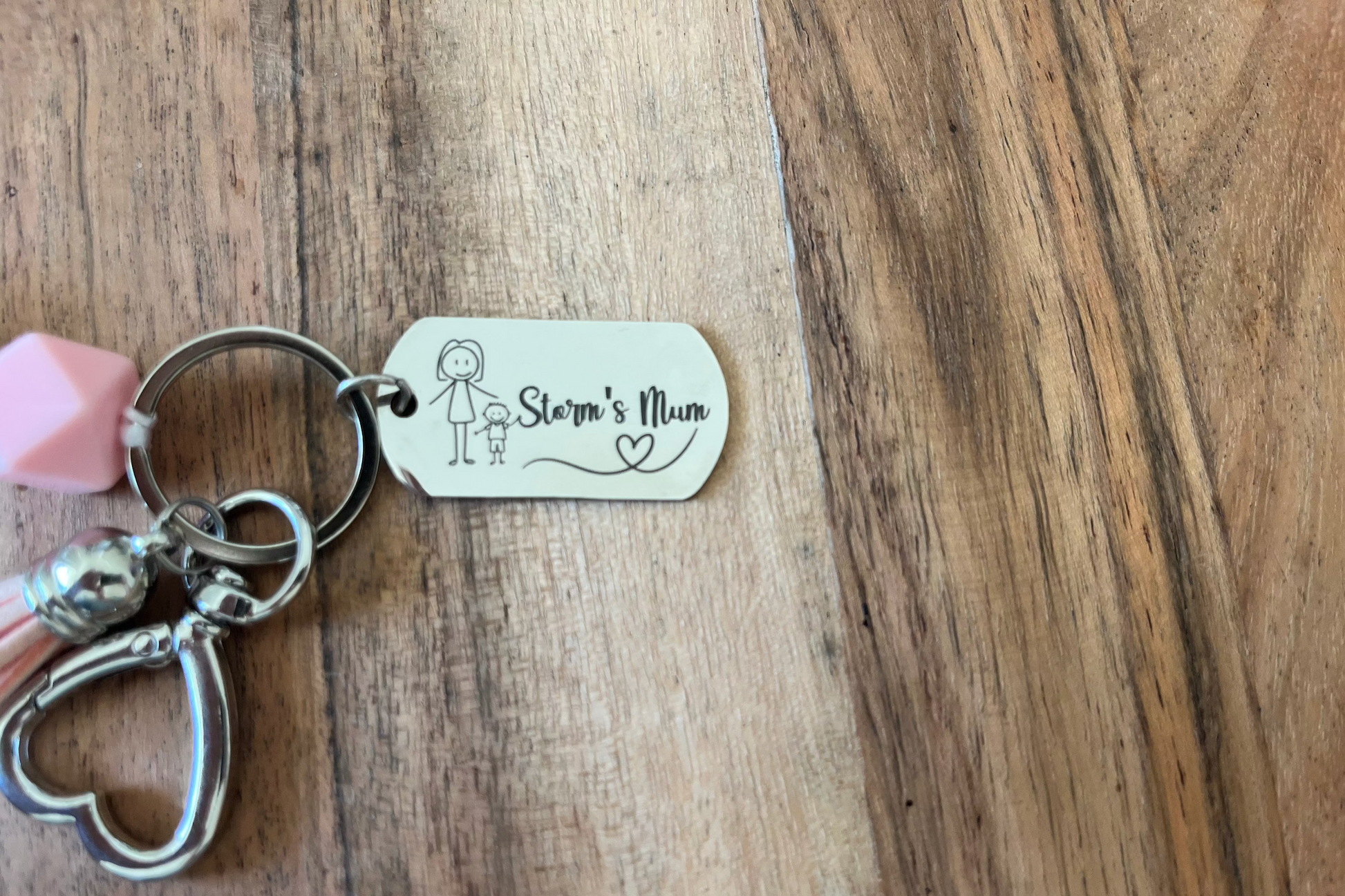 Personalised laser engraved stainless steel keyring
