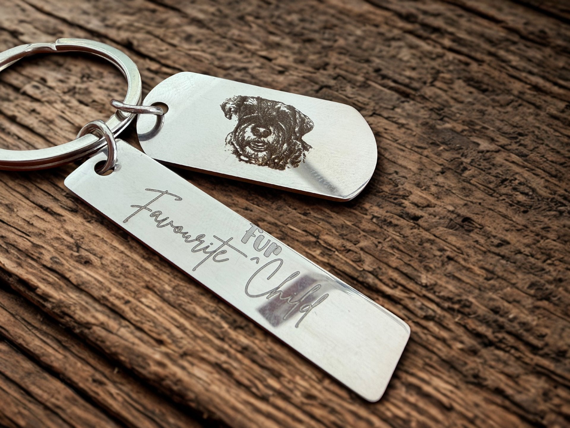 pet portrait engraved keyring