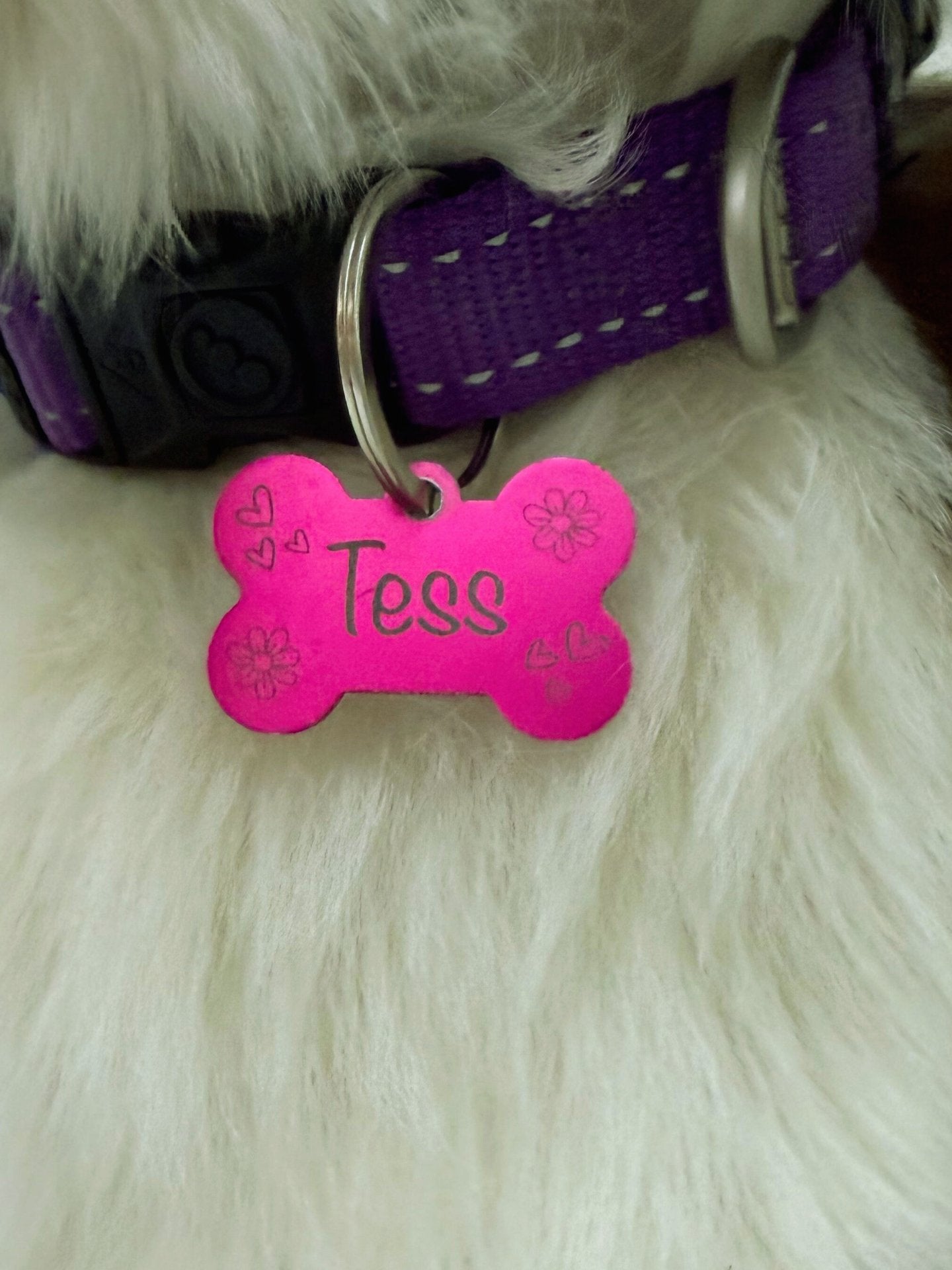 Engraved bone shaped name tag