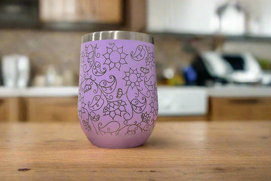Custom wrapped Engraved Sunflowers Coffee/ Wine Cup