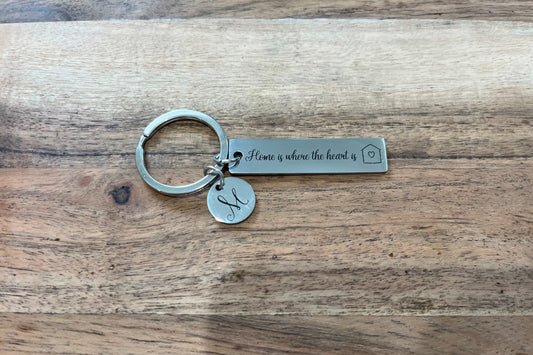 Personalised laser engraved stainless steel keyring
