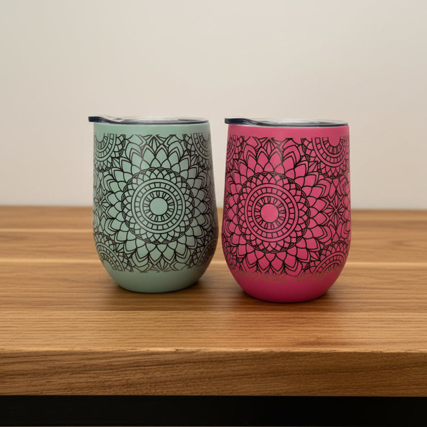 custom engraved mandala insulated tumblers