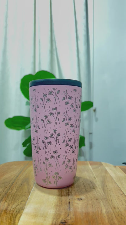 Custom Wrapped Flowers Engraved Travel Mug