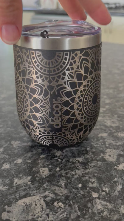 Custom Wrapped Mandala Engraved Insulated Coffee/ Wine Cup